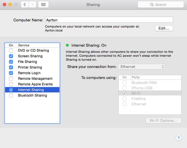 set password for internet sharing mac
